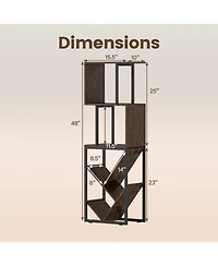 Sugift 6-Tier Floor Standing S-Shaped Geometric Tree Bookshelf Bookcase with Open Shelves