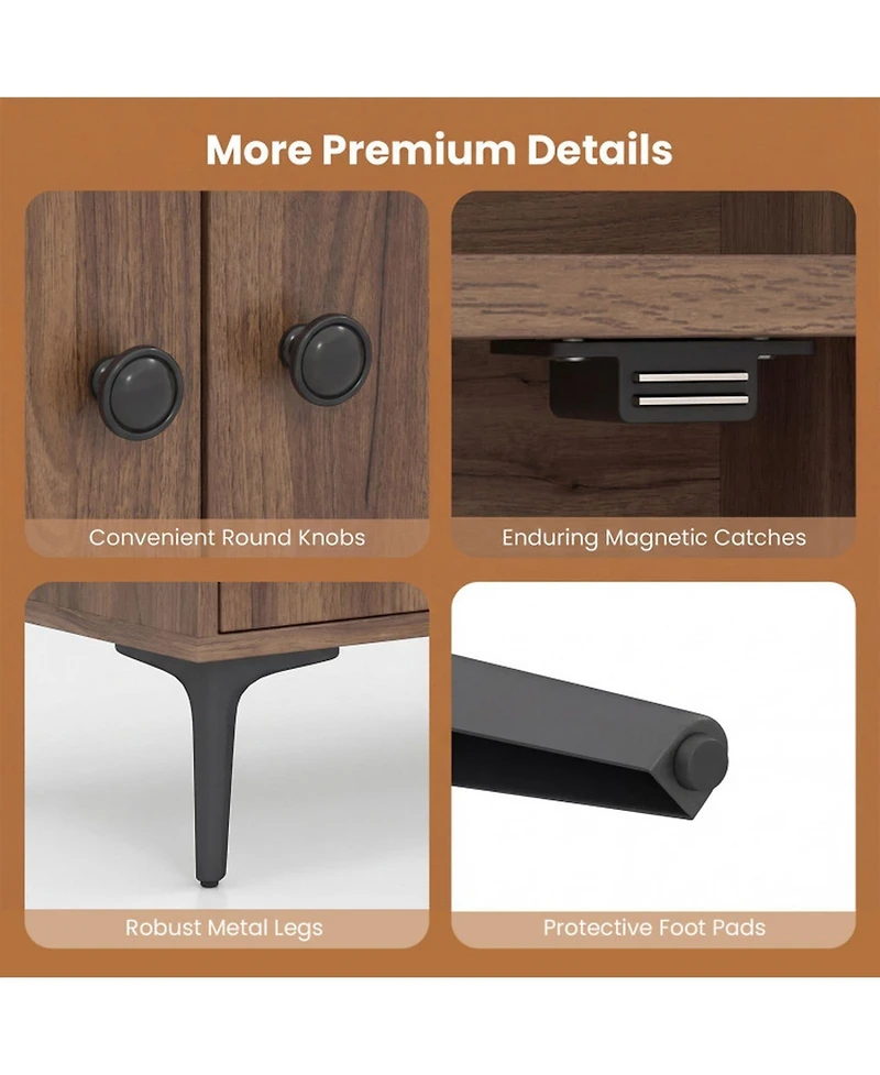 Sugift Bookshelf With 4 Doors and 2 Anti-Tipping Kits for Home Office