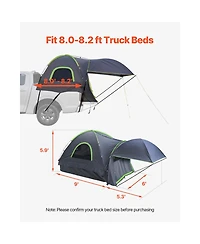 Hongge 8.0 to 8.2 feet Pickup Truck Bed Tent with Extendable Awning