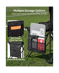Hongge 6-Seat Portable Folding Sideline Bench with Storage Pockets