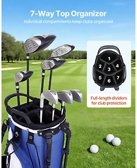 Hongge 7-Way Top Divider Golf Cart Stand Bag with Rain Hood