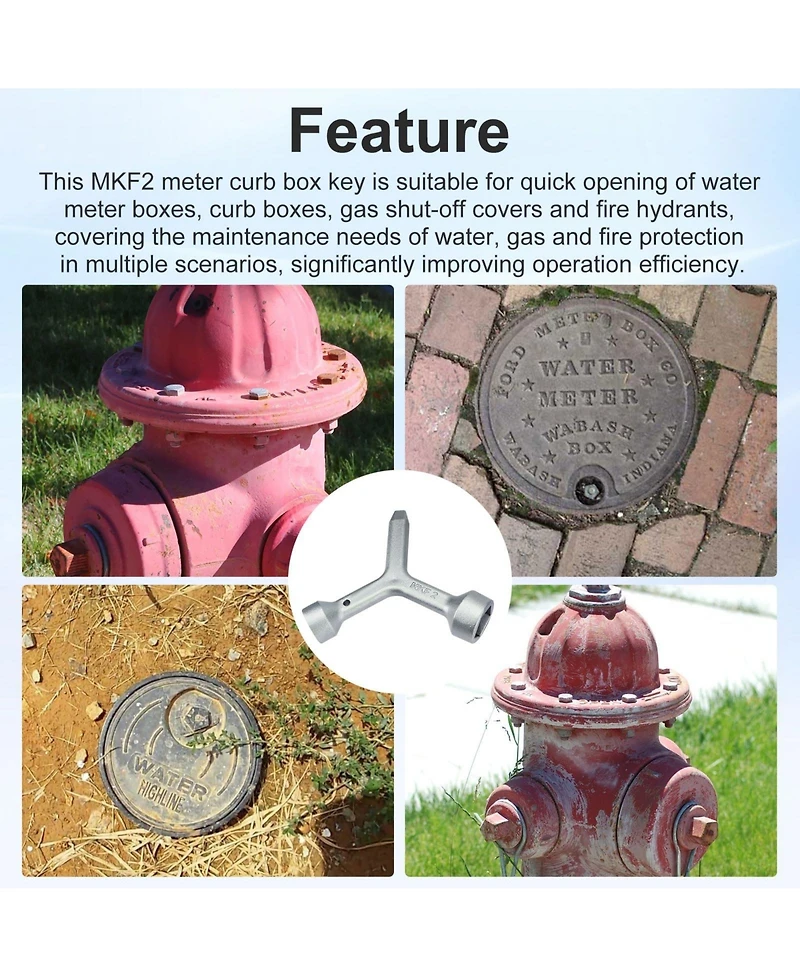 Xdovet Water Meter Box Key A Tool for Valves Gas Systems and Fire Hydrants