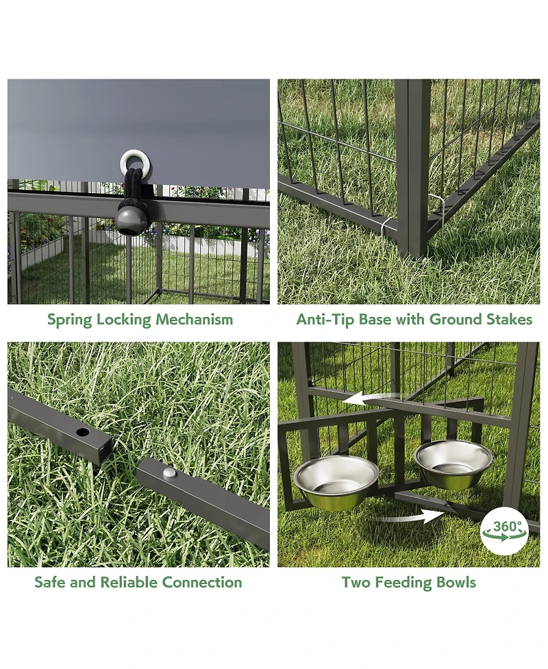Aecojoy 10x20 Ft Outdoor Dog Kennel Extra Large Run with Roof Rust Resistant Steel Tube