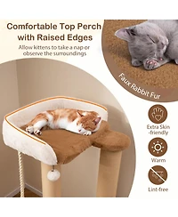 Sugift 44 in Modern Cat Tree for Indoor Cats with Plush Padded Perch and Dangling Ball