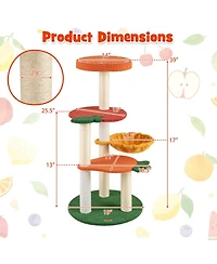 Sugift Multi-Level Cat Tree Pet Activity Center with Fruit-Shaped Platforms and Sisal Scratching Posts
