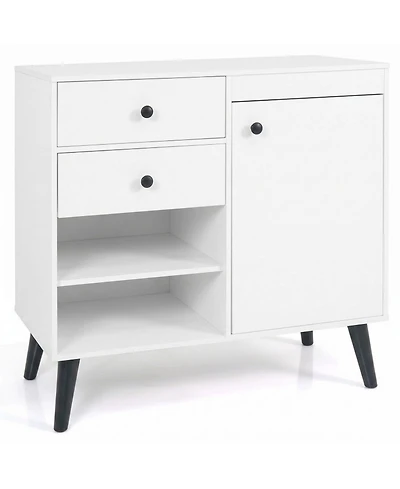 Sugift 31 Inch Sideboard Cabinet with 2 Open Compartments 2 Drawers and Single-Door Cabinet