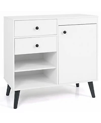 Sugift 31 Inch Sideboard Cabinet with 2 Open Compartments 2 Drawers and Single-Door Cabinet