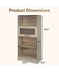 Sugift 4-Tier Bookshelf with Storage Cabinets and Open Compartments