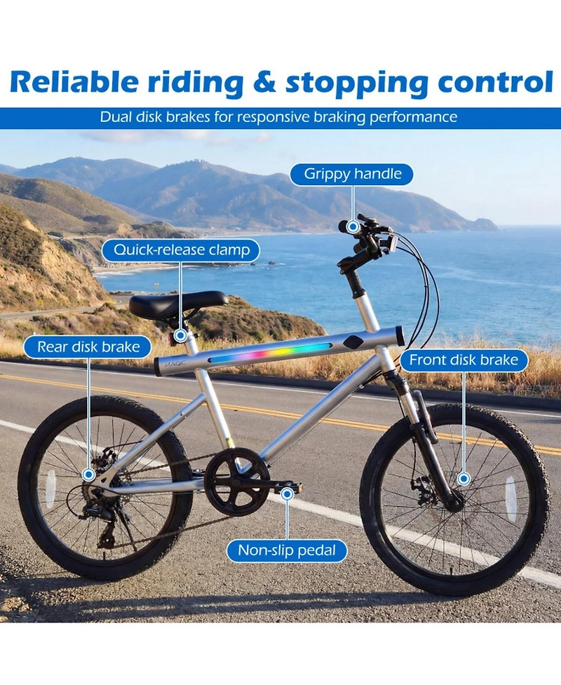 Hongge 20-Inch Commuter Bicycle Featuring Dual Disc Brakes