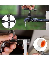 Xdovet Water Meter Key Shut Off Tool 4-Way Valve Opener