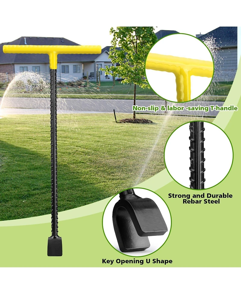 Xdovet Water Meter Key 4-Way T-Handle Shut Off Tool