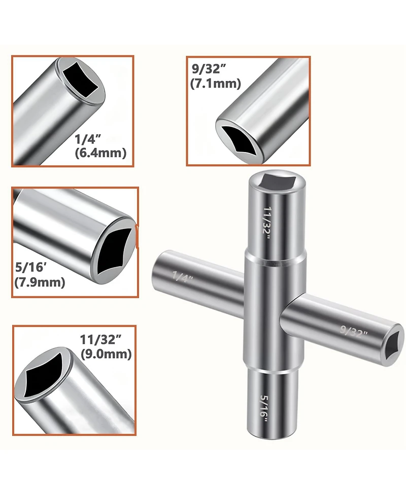 Xdovet 3 Pack 4 Way Sillcock Key Universal Hose Bib Wrench