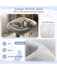 Sugift Small Cat Tree with Large Padded Plush Perch Condo and Scratching Posts for Indoor Cats