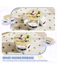 Sugift 5-Piece Toddler Round Nesting Table With 4 Storage Stools For Activities