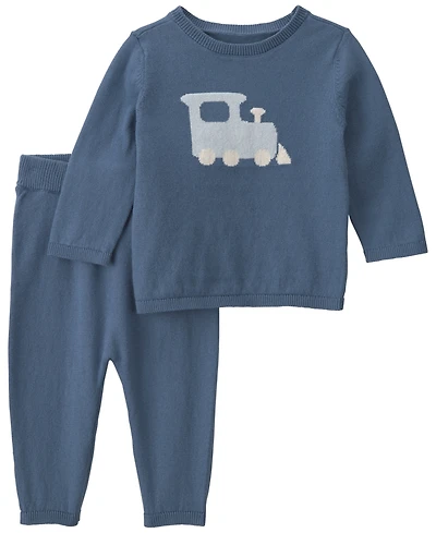 Carter's Baby Boys' Train Graphic Long-Sleeve Top and Knit Pants, 2-Piece Set