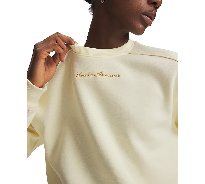 Under Armour Women's Rival Shimmer Cropped Long-Sleeve Crewneck Sweatshirt