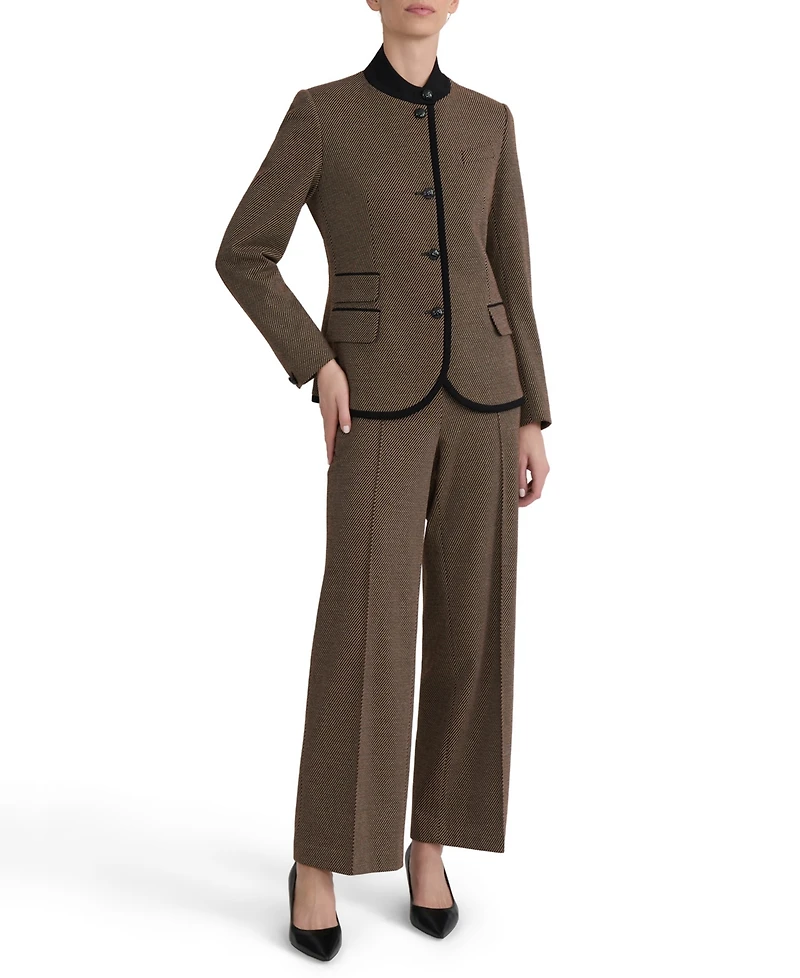 Jones New York Women's Military-Inspired Mini Dot Knit Jacquard Jacket