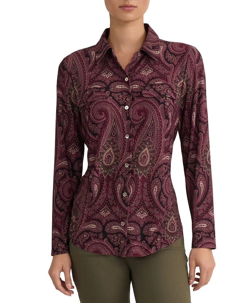 Jones New York Women's Printed Two-Pocket Button-Front Shirt