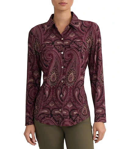 Jones New York Women's Printed Two-Pocket Button-Front Shirt
