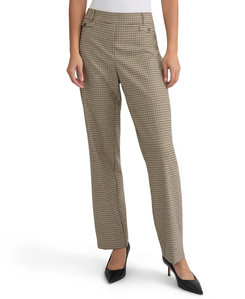 Jones New York Women's Pull-On Houndstooth Mid-Rise Trousers