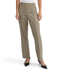 Jones New York Women's Pull-On Houndstooth Mid-Rise Trousers