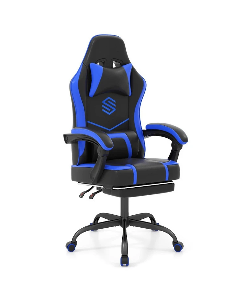 Sugift Height Adjustable Ergonomic Gaming Chair with Headrest Footrest and 90degree(s) to 135degree(s) Recline