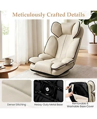 Sugift 360 Degree Swivel Floor Gaming Chair with 6-Position Adjustable Backrest and Sponge Filling
