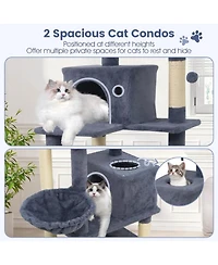 Sugift 66 in Tall Multi-Level Cat Tree Cat Tower with 2 Condos and Sisal Scratching Posts