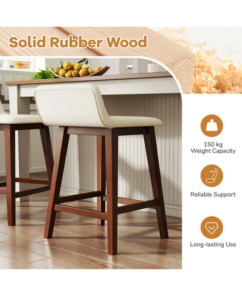 Sugift Set of 2 24 Inch Counter Height Bar Stools with Low Back