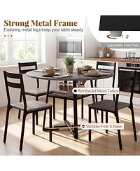 Sugift 47.5in Round Dining Table for 4-6 with Storage Shelf and Metal Legs