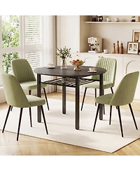 Sugift 40 in Round Kitchen Table with Storage Shelf and Metal Frame for 4 People