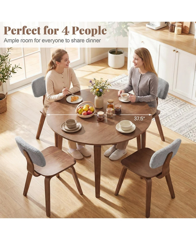 Sugift 37.5in Round Dining Table with Rubber Wood Legs for Small Spaces