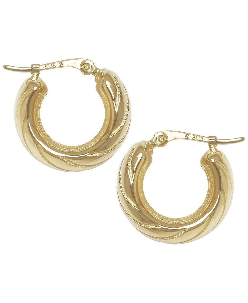 Macy's Sculptured Chunky Swirl Hoop Earrings in 14k Yellow Gold
