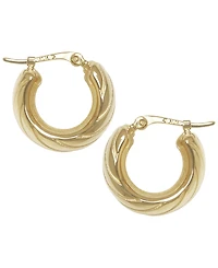 Macy's Sculptured Chunky Swirl Hoop Earrings in 14k Yellow Gold