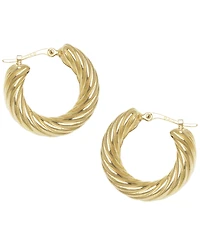 Macy's Sculptured Spiral Cable Twist Hoop Earrings in 14k Yellow Gold