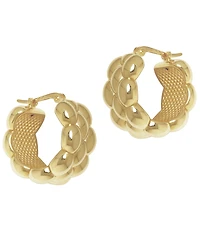Macy's Sculptured Wide Multi-Beaded Hoop Earrings in 14k Yellow Gold