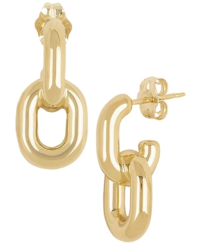 Macy's Sculptured Double Oval Chain Link Earrings in 14k Yellow Gold