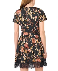 CeCe Women's Floral A-Line Mini Dress
