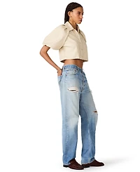 Steve Madden Women's Reece Collared Short-Sleeve Crop Top