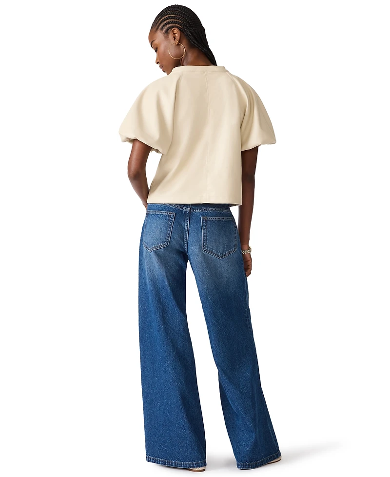 Steve Madden Women's Cecila Henley Short-Sleeve Top