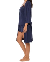 Jaclyn Intimates Long-Sleeve Delicate Dot Textured Rib, 3-Piece Pajama Set