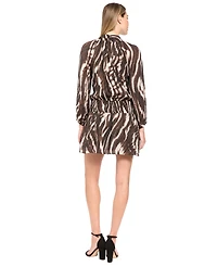 Donna Morgan Women's Printed Long-Sleeve Mini Dress