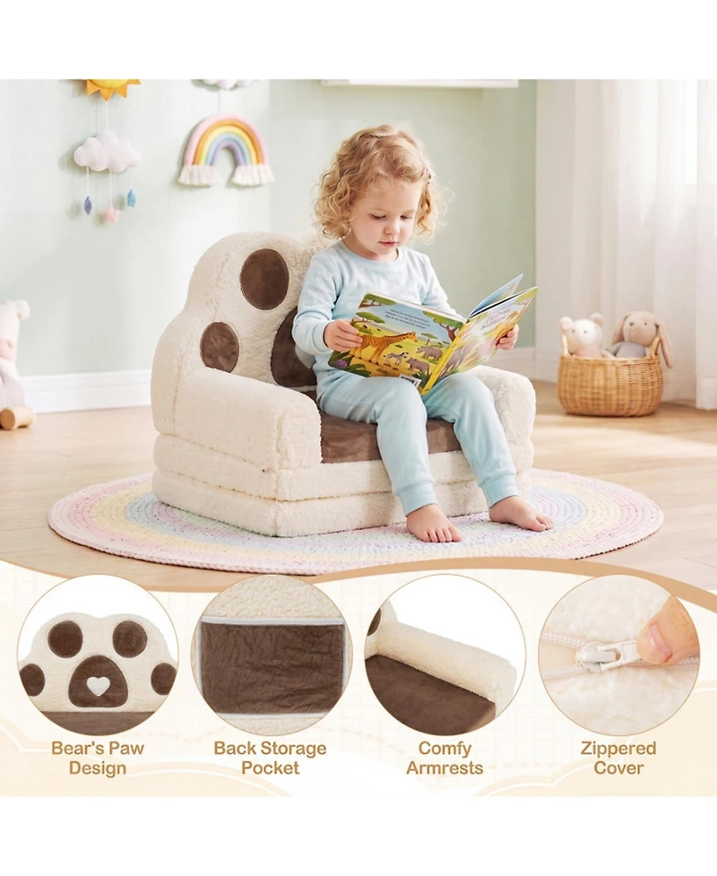Sugift 2-in-1 Convertible Kids Sofa Lounger with Removable Cover