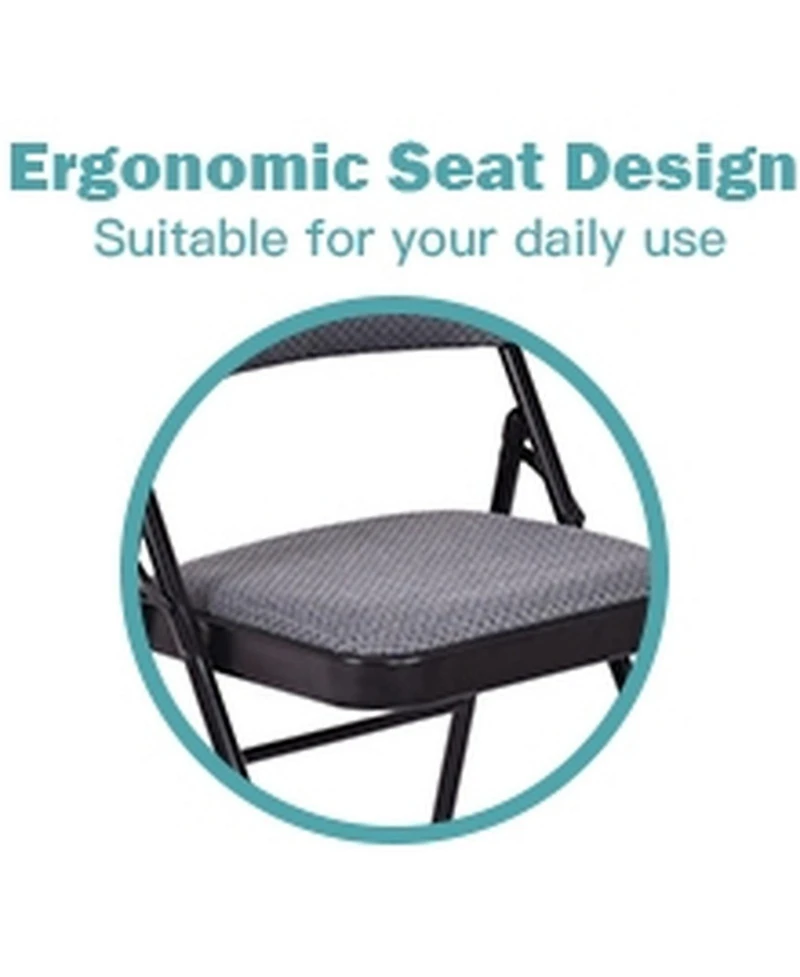 Sugift 4-Piece Fabric Upholstered Padded Seat Folding Chairs