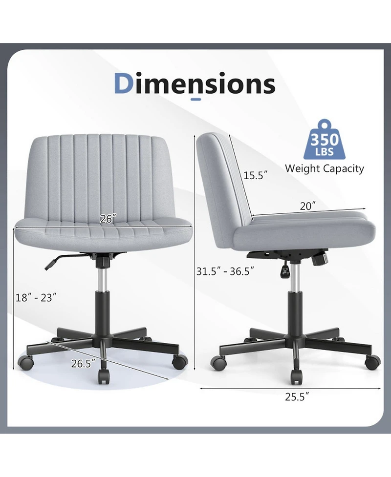 Sugift Criss Cross Swivel Desk Chair with Wheels Soft-Padded 26 Inch Wide Seat