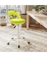 Sugift Rolling Drafting Stool Tall Desk Chair with Wheels Mesh Upholstery