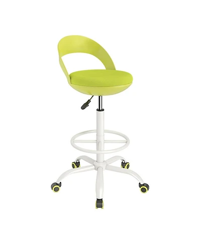 Sugift Rolling Drafting Stool Tall Desk Chair with Wheels Mesh Upholstery