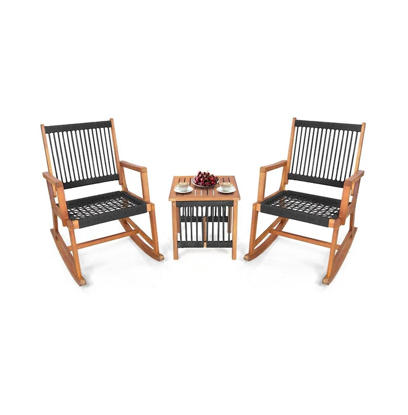 Boyel Living 3 Pieces Acacia Wood Rocking Bistro Set