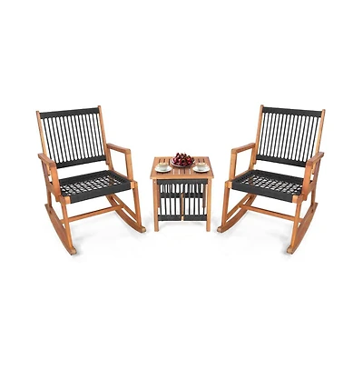 Boyel Living 3 Pieces Acacia Wood Rocking Bistro Set