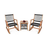 Boyel Living 3 Pieces Acacia Wood Rocking Bistro Set